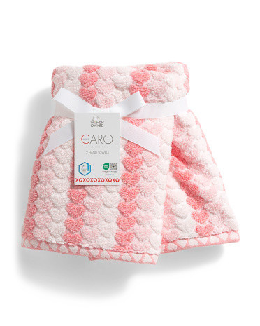 2Pk Ombre Hearts Hand Towels, Cotton | TJ Maxx