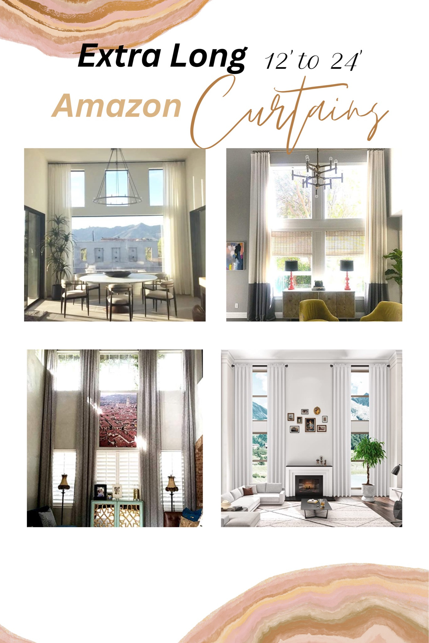 Different colors and lengths are available. Check different options on the links. 

#amazon #extralongcurtain #customcurtain #drapery #amazonfind

#LTKhome