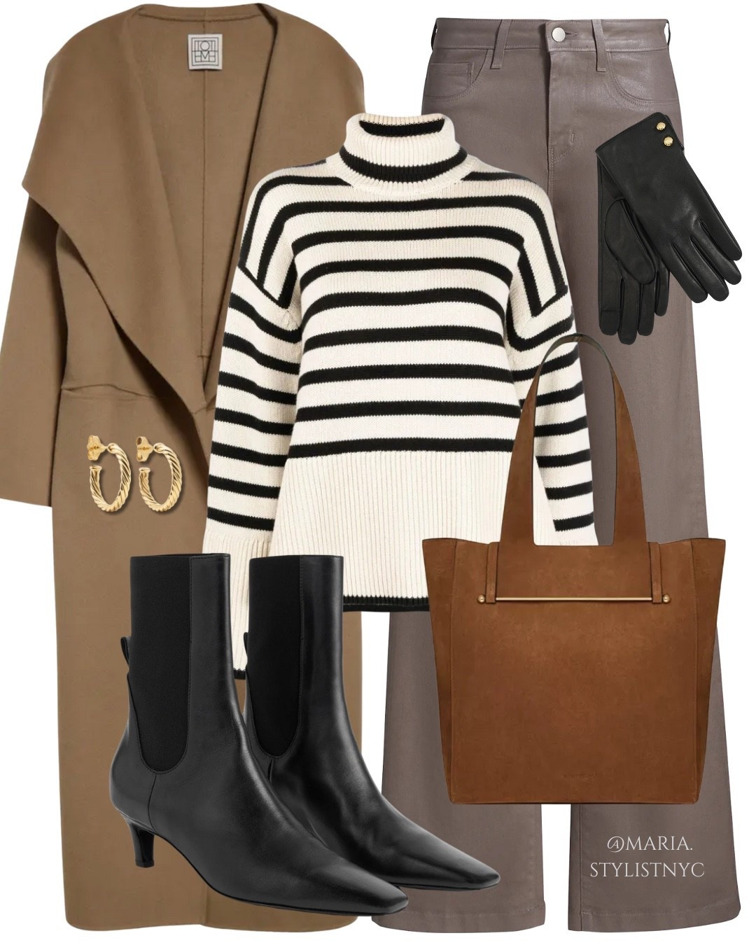 Taupe jeans, wool & cashmere coat, striped sweater, black booties, tote bag 🤎✨

#LTKStyleTip #LTKSeasonal #LTKShoeCrush