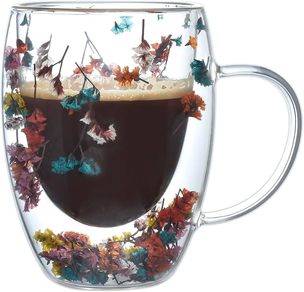 Koythin Double Walled Glass Coffee Mug with Handle, Insulated Layer Coffee Cup, Demitasse Clear C... | Amazon (US)