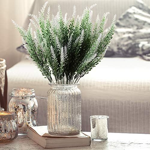 TYEERDEC Artificial Flowers 6 Bundles Lavender Bouquet for Wedding Home Office Decoration - White | Amazon (US)