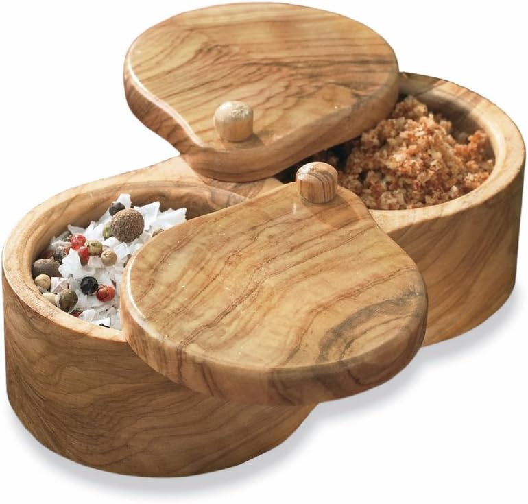 La Tienda Double Olive Wood Salt Keeper from Spain | Amazon (US)