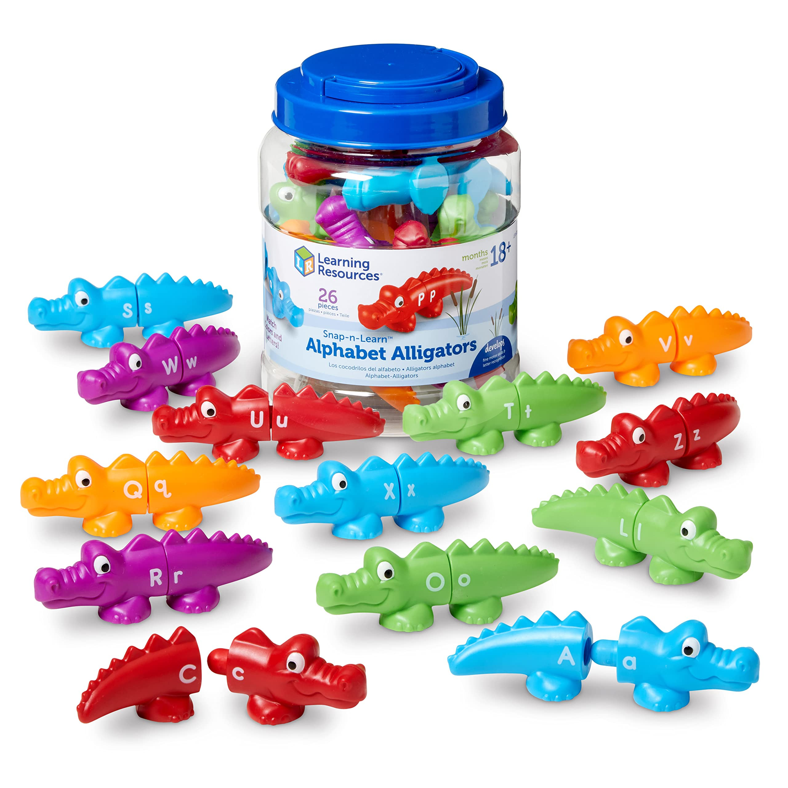 Learning Resources Snap-n-Learn Alphabet Alligators - Toddler Toys, Preschool ABC Activities, Fine Motor Skills, Alphabet Manipulatives, Phonetics and Reading, Sensory Gifts for Boys and Girls | Amazon (US)