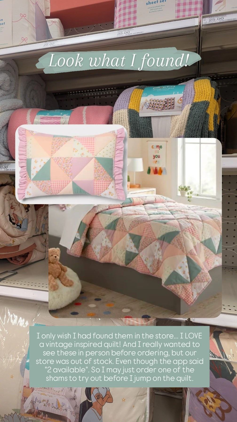 I found the prettiest vintage inspired patchwork quilt with a matching patchwork quilted shame at Target!! I LOVE a vintage inspired quilt! And I really wanted to see these in person before ordering, but our store was out of stock. Even though the app said "2 available". So I may just order one of the shams to try out before I jump on the quilt. It's stunning in photos and would be perfect for a girl's room!

#LTKHome