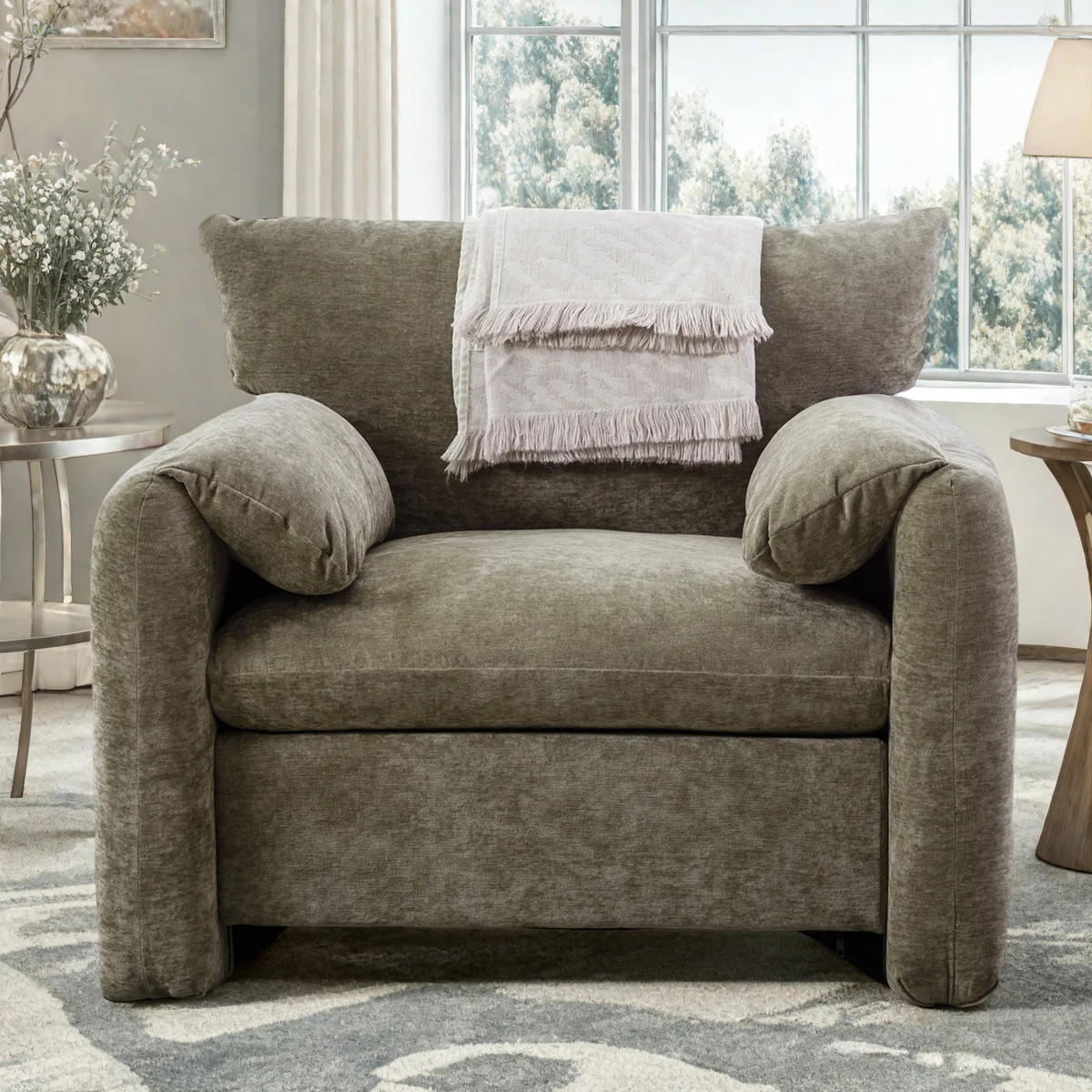 Modern Style Chenille Oversized Armchair Accent Chair Single Sofa Lounge Chair 38.6'' W for Livin... | Wayfair North America