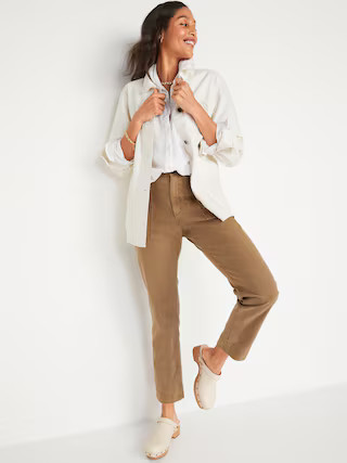 High-Waisted Straight Canvas Workwear Pants for Women | Old Navy (US)
