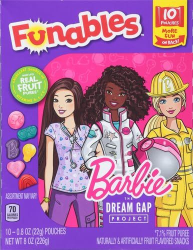 Funables Fruit Snacks, Barbie Shaped Fruit Flavored Snacks, 0.8 Ounce Pouches (Pack of 10) | Amazon (US)