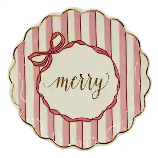 8" Pink & White Merry Ceramic Plate by Ashland® | Michaels Stores
