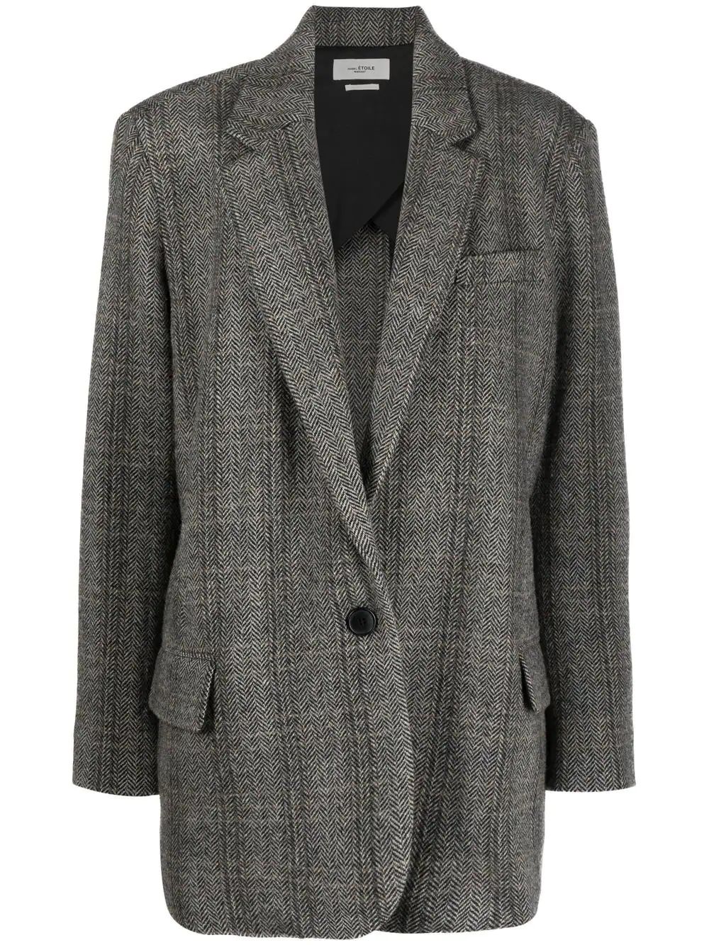 Isabel Marant Étoile fine-check single-breasted Wool Coat - Farfetch | Farfetch Global