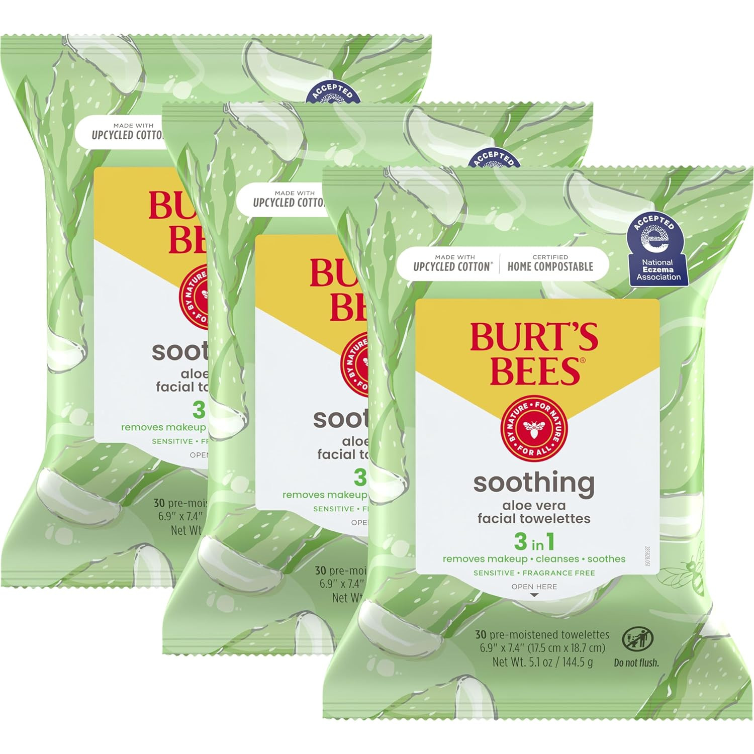 Burt's Bees Stocking Stuffers, Aloe Vera Face Wipes, for Sensitive Skin, Soothing Makeup Remover ... | Amazon (US)