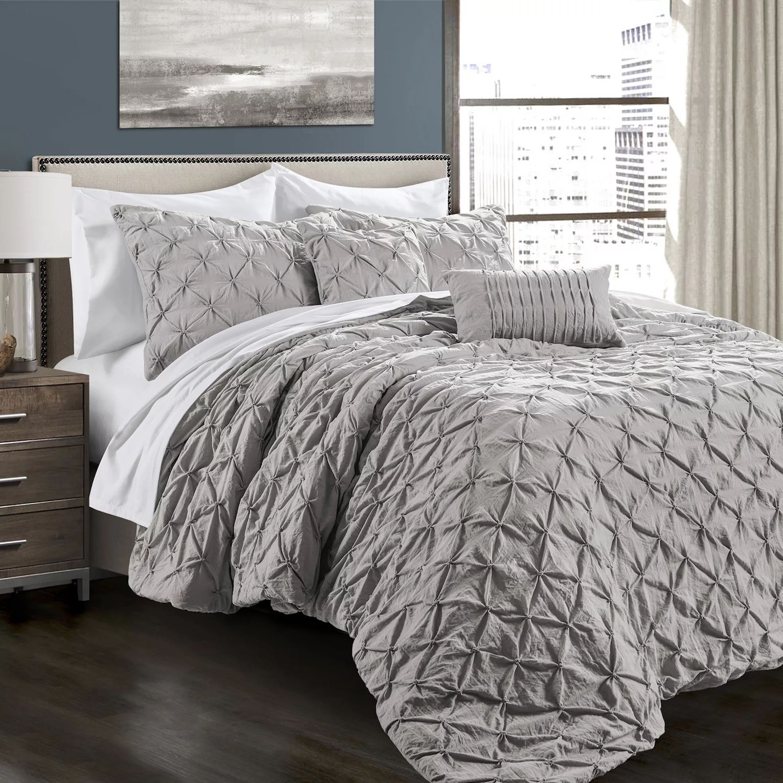 Lush Decor Ravello Pintuck Comforter Set, Grey, Full/Queen | Kohl's
