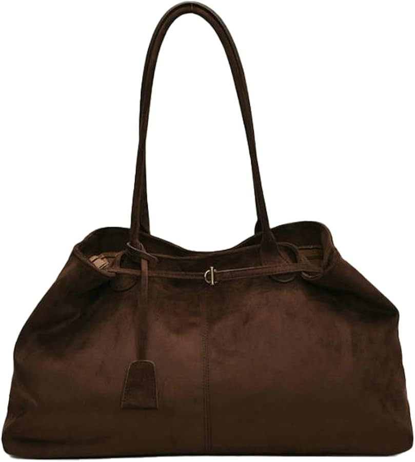 Oversized Suede Tote Handbag Elegant Top Handle Purse Fall Winter Satchel Purses for Women Office... | Amazon (US)