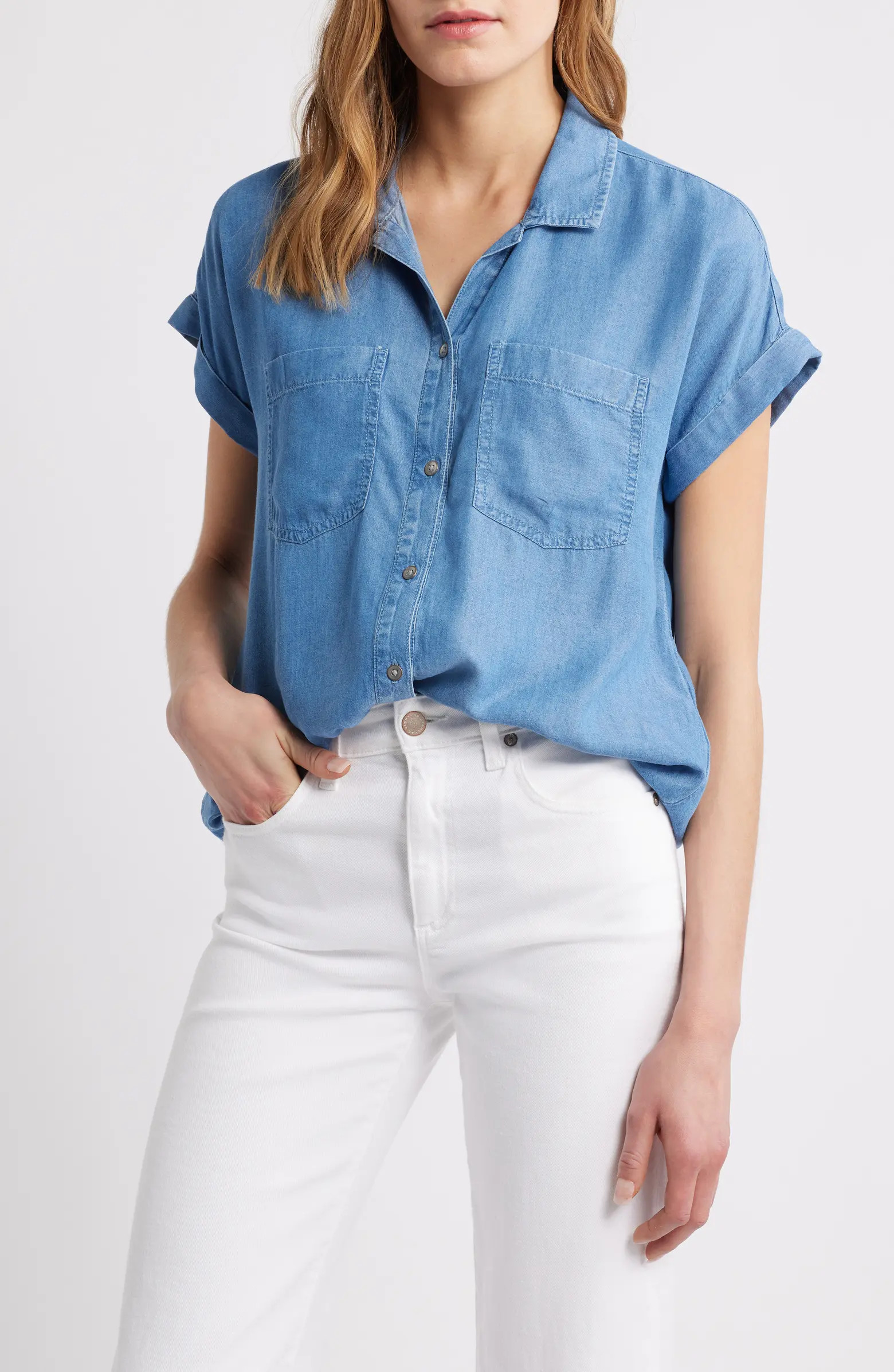 Issey Short Sleeve Chambray Shirt | Nordstrom