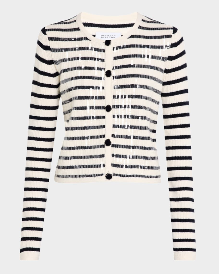 Nebula Sequined Striped Cardigan | Neiman Marcus