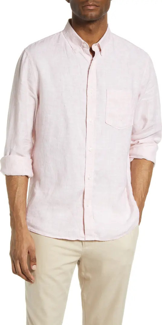 Trim Fit Solid Linen Button-Down Shirt | Nordstrom