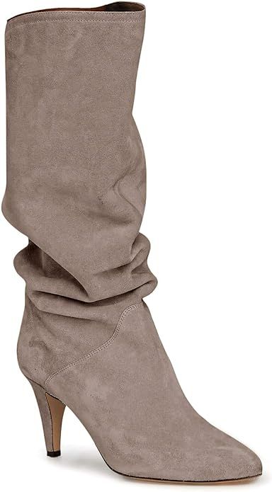 Coutgo Womens Slouchy Knee High Boots Wide Calf Kitten Heel Pointed Toe Pull On Long Boots Winter... | Amazon (US)