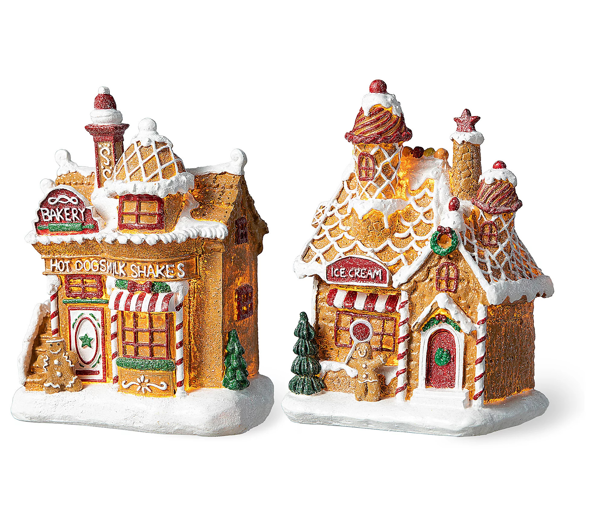 Glitzhome Lighted Christmas Gingerbread Houses able Decor S/2 | QVC