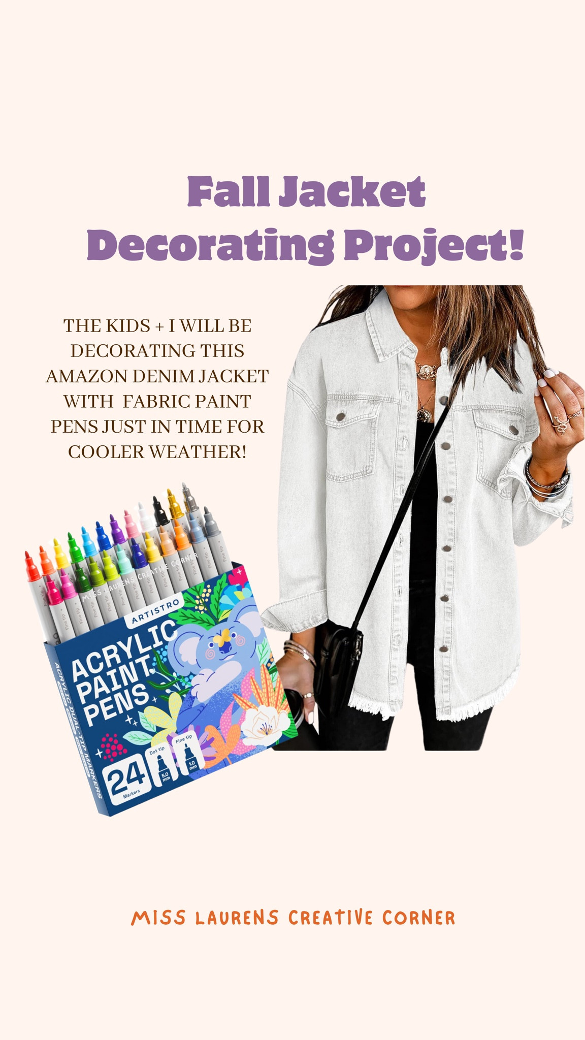 🍂✨ Fall fashion meets creativity! ✨🍂 Let your little ones step into the shoes of a fashion designer with this fun and memorable art activity! I’ve linked this cozy denim jacket, perfect for layering this season, and some fabric paint pens to let your kids get creative. 🎨 Whether it’s for mama or their favorite teacher, they’ll love adding their unique designs and showing off their artwork.

Not only is this a great way to encourage imagination and creativity, but it’s also a special keepsake you can wear all season long! 💛

Perfect for stay-at-home and homeschool mamas looking to blend learning and play, or for elementary teachers wanting a classroom art project with a stylish twist. Check out the links and let’s get designing! 👗✂️

#LTKFall #FashionForMamas #CreativeKids #HomeschoolArt #ElementaryArt

#LTKFindsUnder50 #LTKFamily #LTKSeasonal