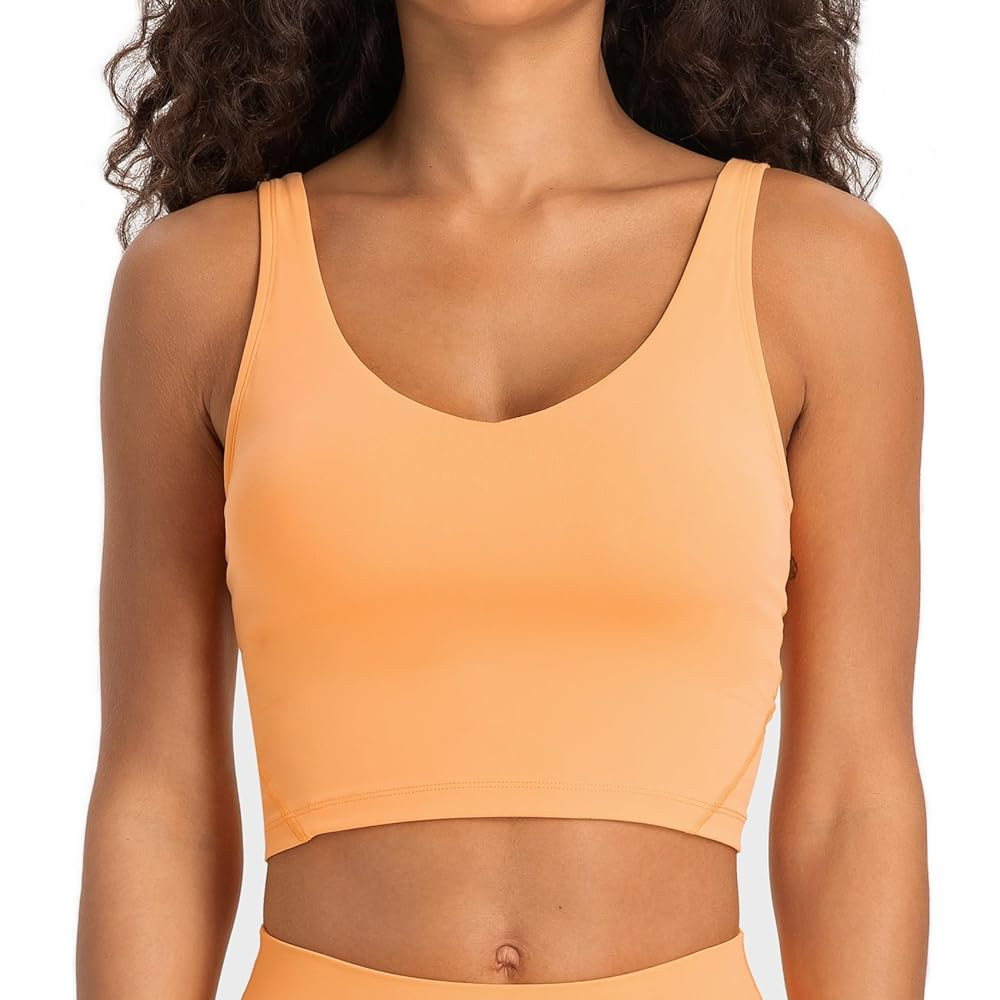 Lemedy Women Sports Bra Longline Crop Tank Top Padded Workout Running Yoga | Amazon (US)