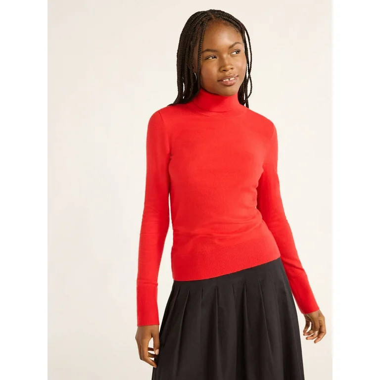 Free Assembly Women’s Cozy Yarn Classic Turtleneck Sweater with Long Sleeves, Christmas Day OOTD ... | Walmart (US)