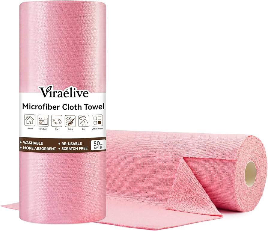 Microfiber Cleaning Cloth Roll, 50-Count, Absorbent, Reusable & Durable Lint-Free, Scratch-free T... | Amazon (US)