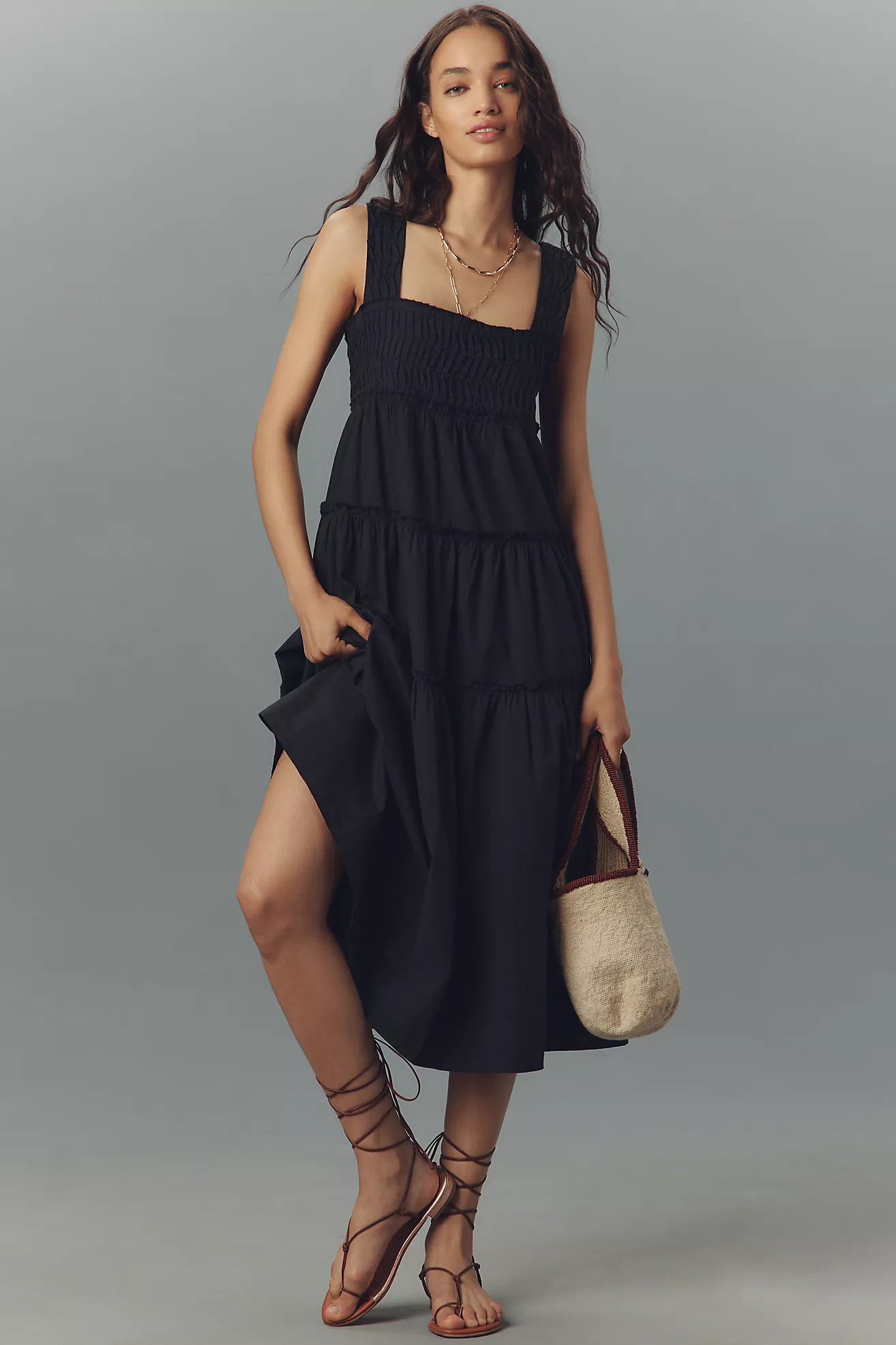 The Helena Square-Neck Tiered Midi Dress: Smocked Edition | Anthropologie (US)