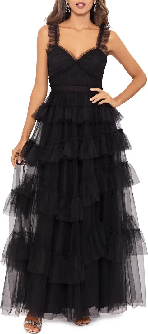 Betsy & Adam Tiered Ruffle Tulle Gown | Nordstrom | Nordstrom