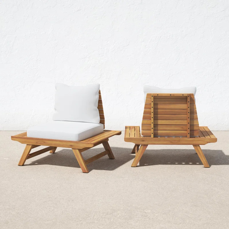 Acacia Outdoor Armless Lounge Chair (Set of 2) | Wayfair North America