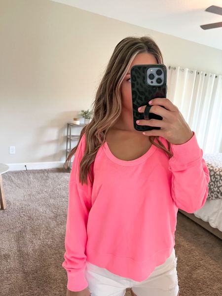 Bright pink pullover sweatshirt / hot pink sweatshirt / target finds / target style / pink sweater / neon pink pullover / comfy ootd / 

#LTKunder100 #LTKSeasonal #LTKunder50
