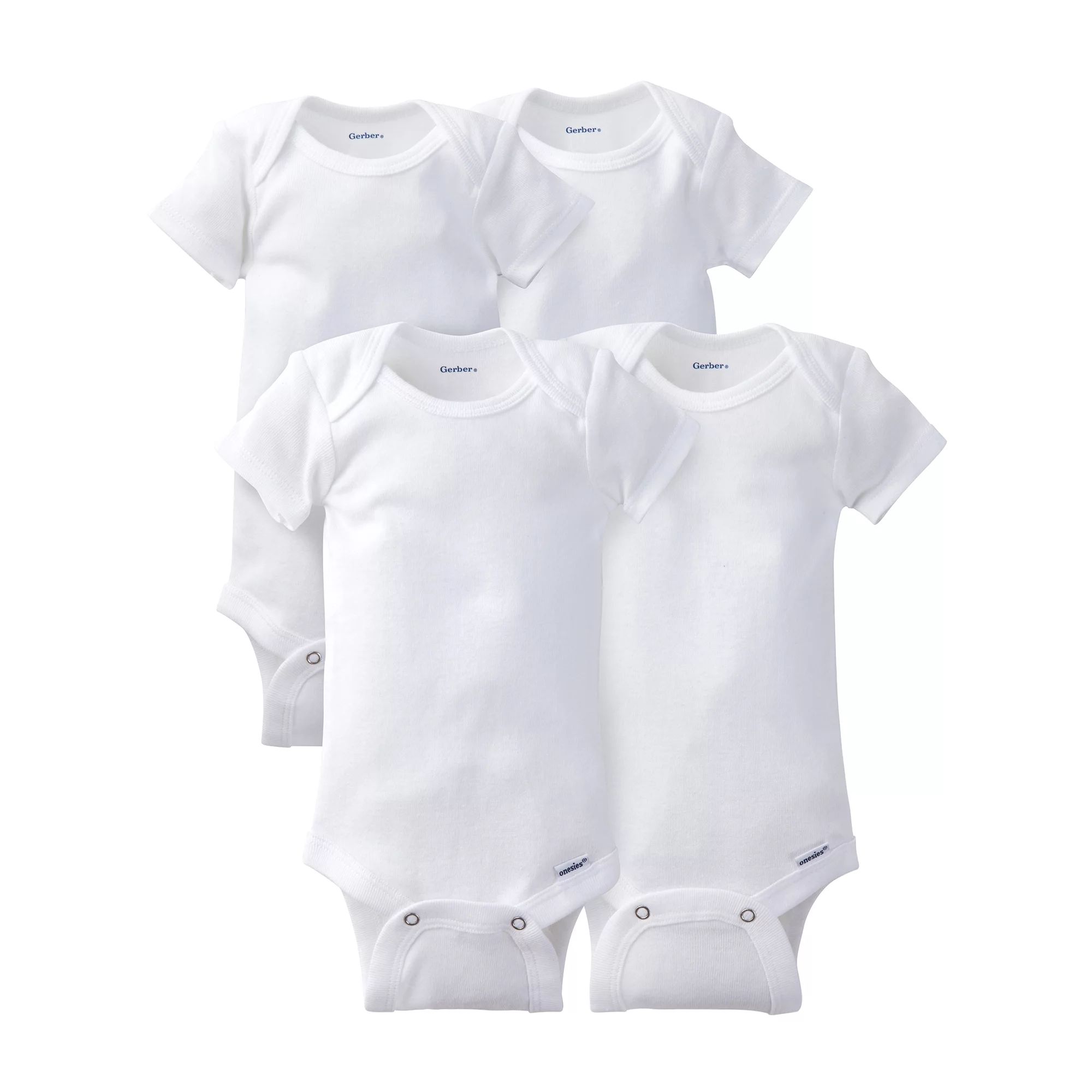 Gerber Baby Boy, Baby Girl, & Unisex Short Sleeve White Onesies Bodysuits, 4-Pack, Preemie-24M | Walmart (US)