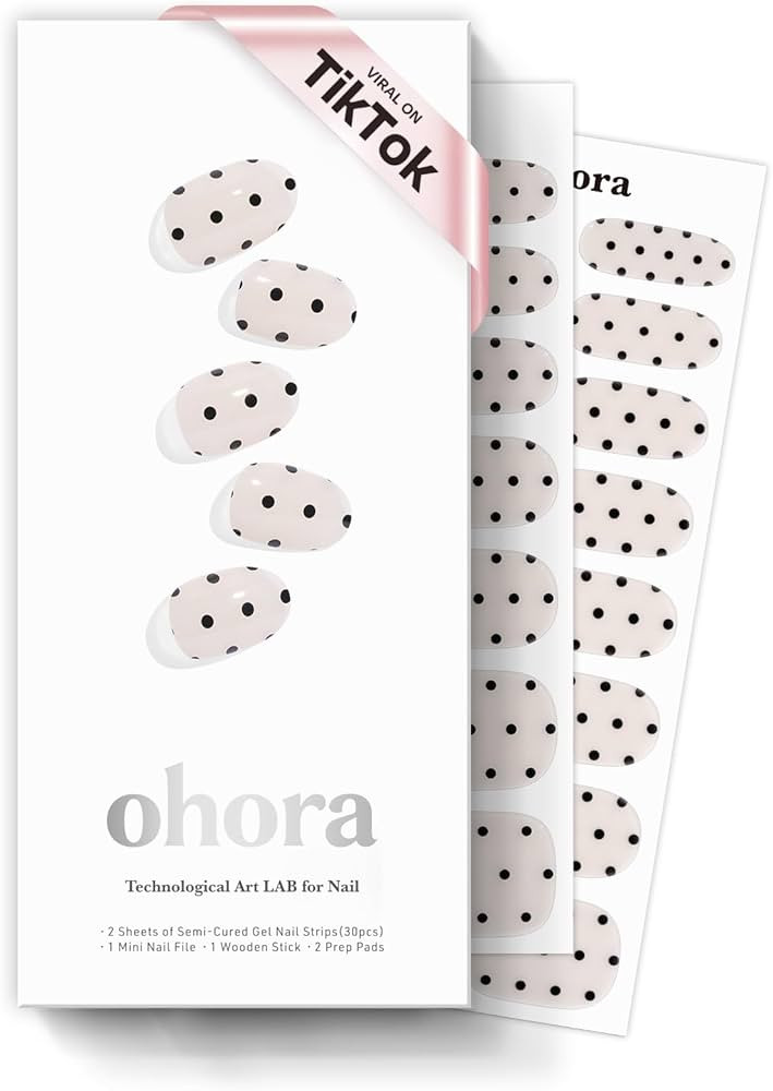 ohora Semi Cured Gel Nail Strips (N Polka Noir) - Works with Any Lamps, Salon-Quality, Long Lasti... | Amazon (US)