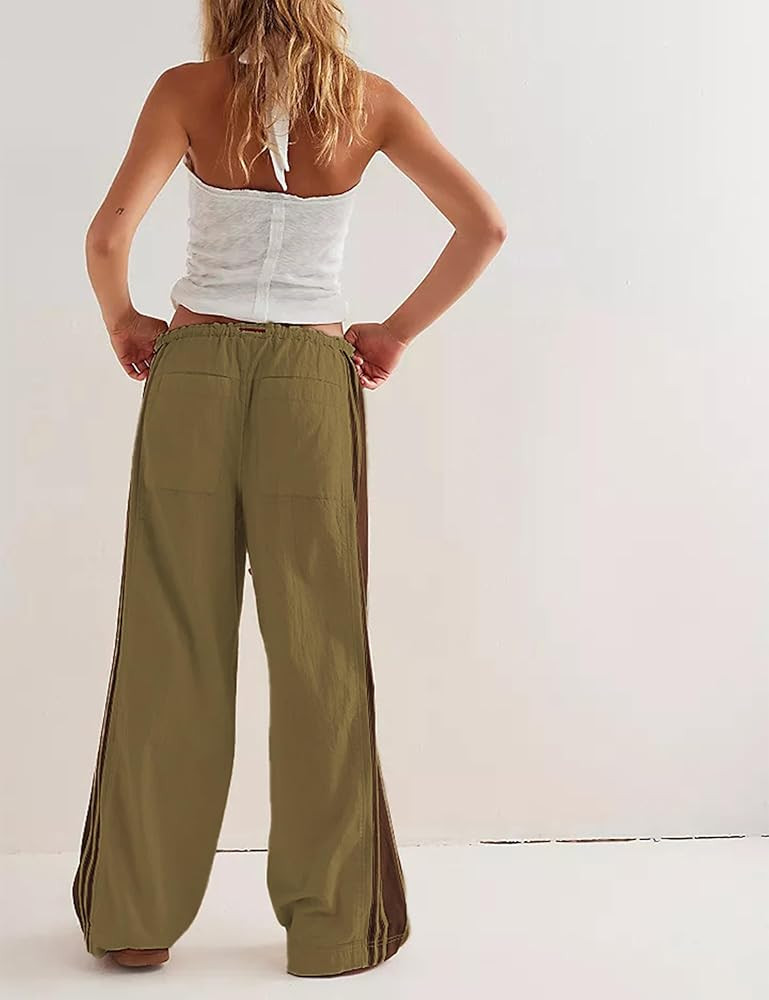 Hongsui Women's Wide Leg Pants Drawstring High Rise Side Striped Slouchy Palazzo Pants with Pocke... | Amazon (US)