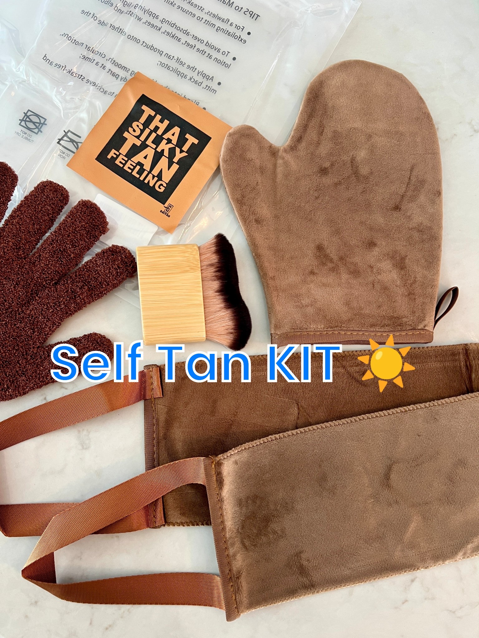 ☀️ All you need to get a great even tan at home. The included back piece is clutch! The exfoliating glove is for in the shower before you apply tanner. Mitt is for all over and brush is for blending out around hands and face. 

#LTKSeasonal #LTKgrwm #LTKBeauty