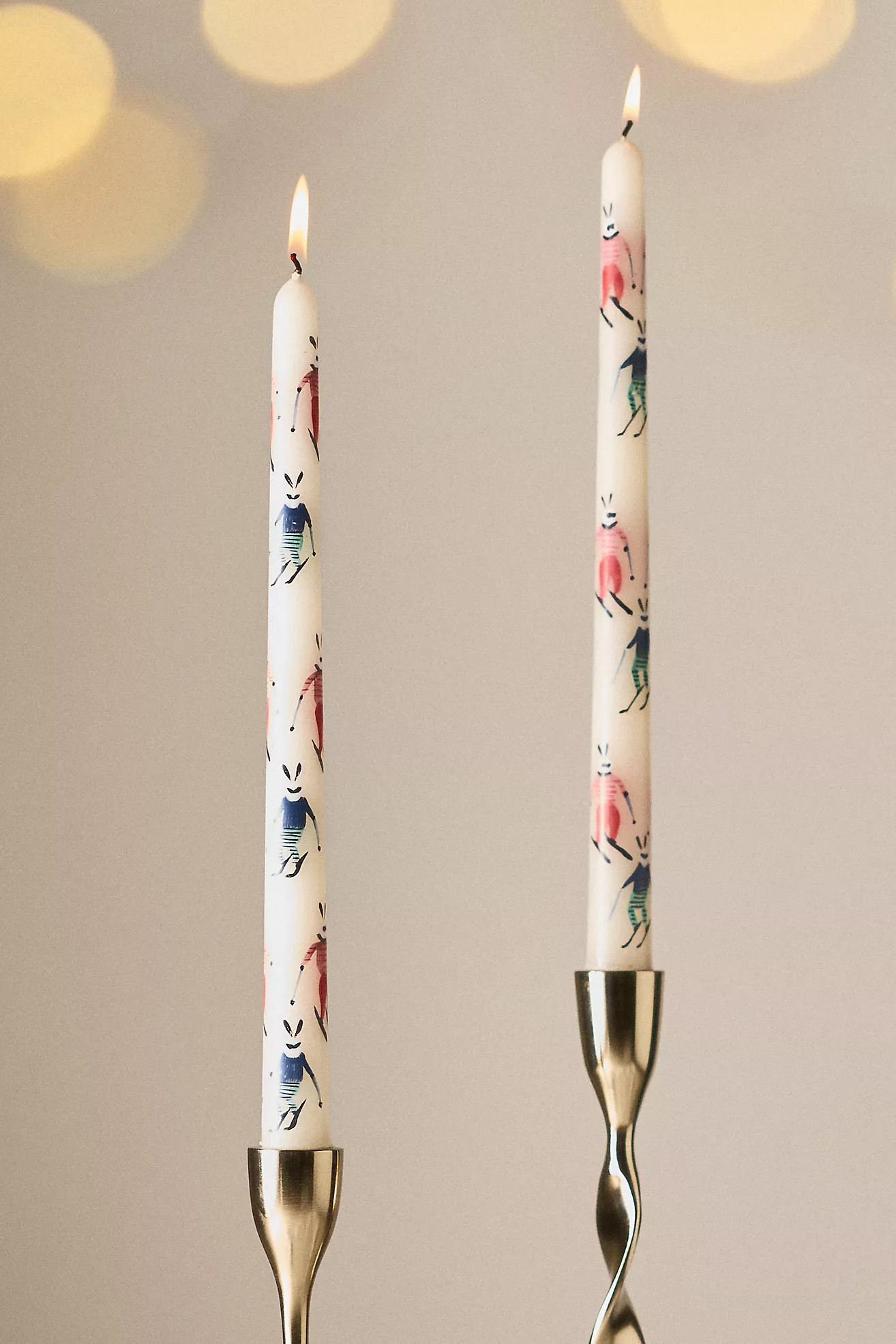 Festive Handpainted Taper Candles, Set of 2 | Anthropologie (US)