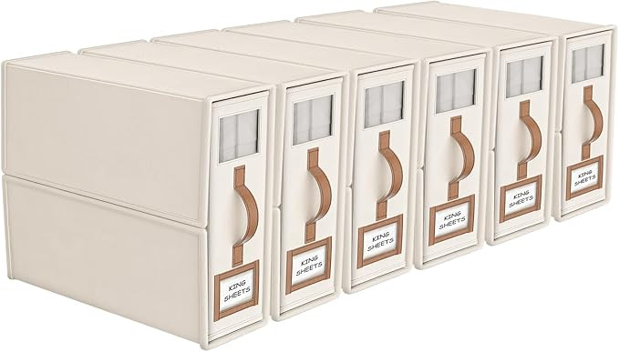 6 Pack Bed Sheets Organizers And Storage (King Size),Foldable Sheet Organizer With Handle For Lin... | Amazon (US)