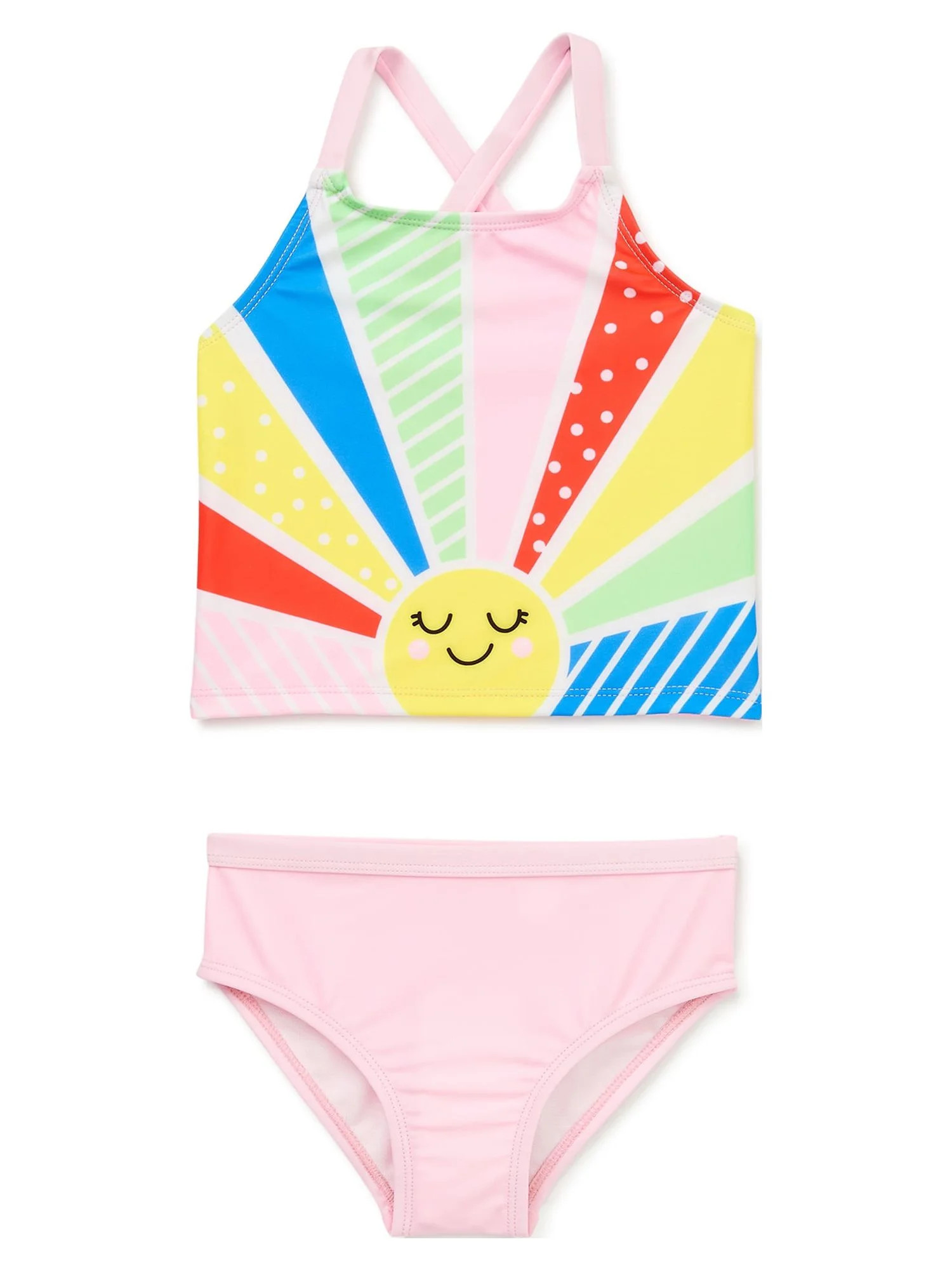 Wonder Nation Toddler Girl Sunshine Swim Tankini Set, 2-Piece, Sizes 12M-5T - Walmart.com | Walmart (US)