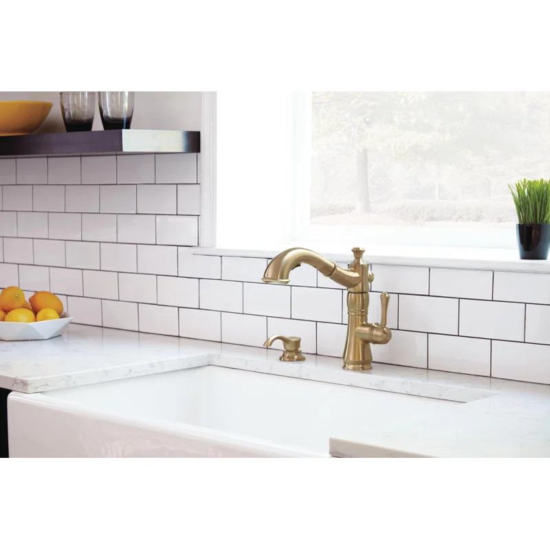 4197-CZ-DST Cassidy™ Pull Out Single Handle Kitchen Faucet with Diamond Seal Technology and Sid... | Wayfair Professional