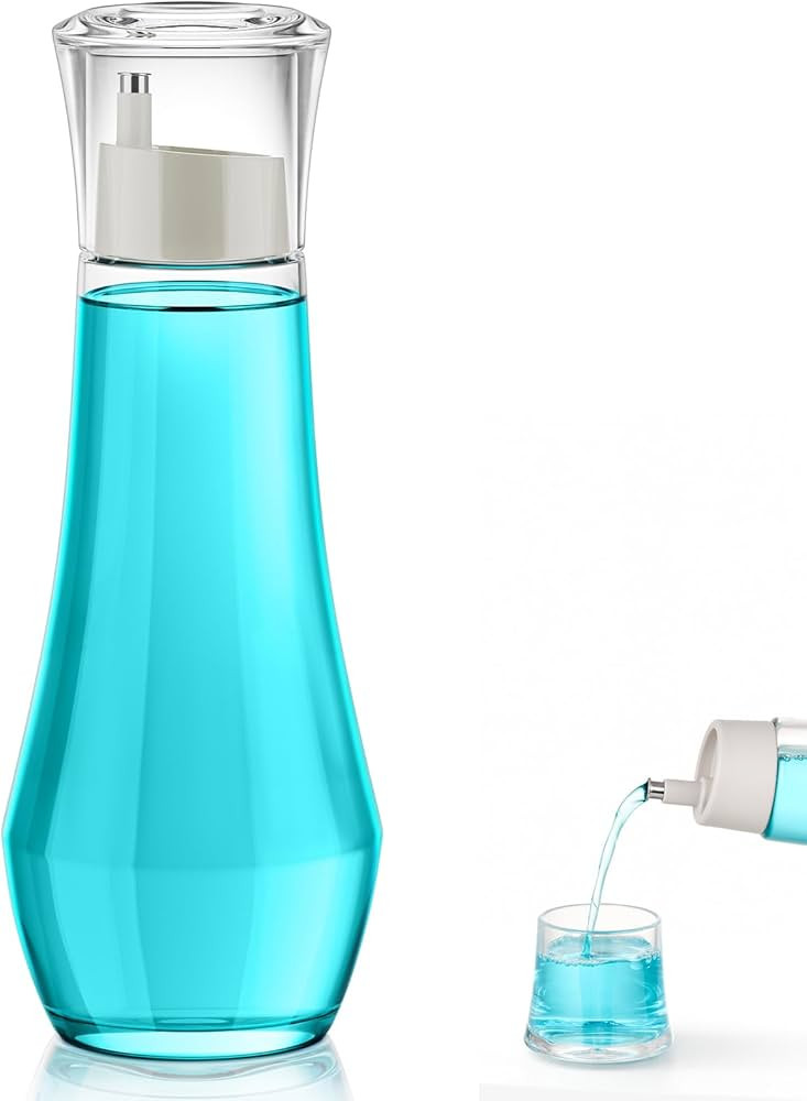 VITVITI Glass Mouthwash Dispenser for Bathroom, 8.8OZ Mouth Wash Container Bottle with Lid Cup, S... | Amazon (US)