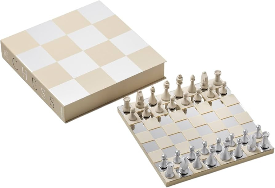 Printworks Classic – Art of Chess, Mirror – Beige & Silver Wooden Chess Set with Mirrored Acr... | Amazon (US)