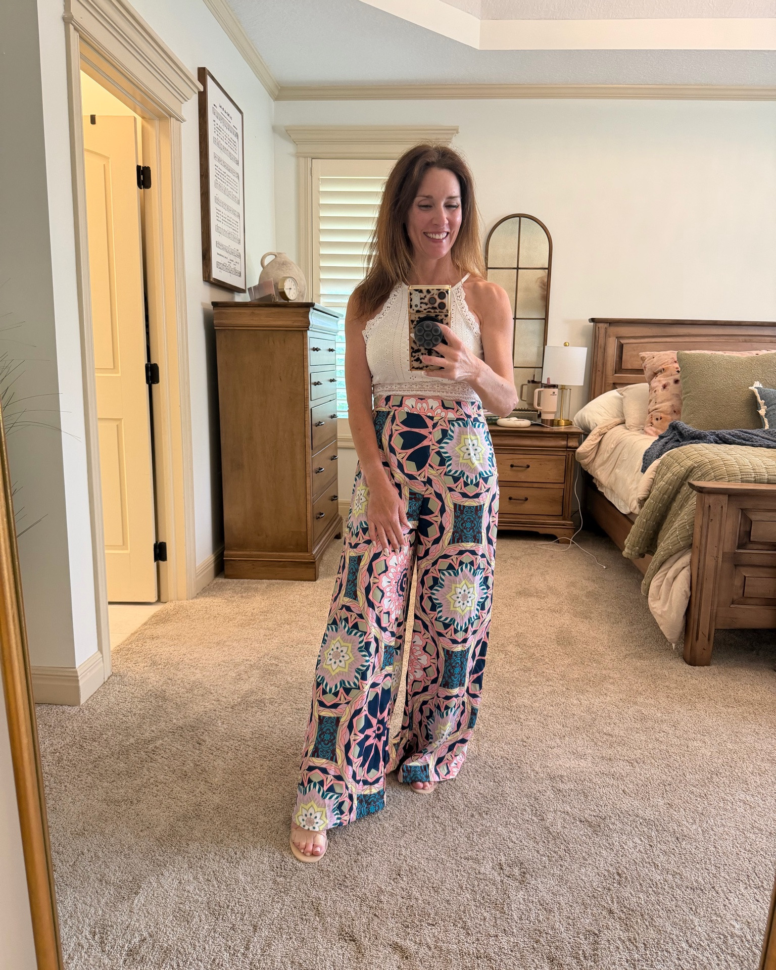 Sometimes all you need is one great pair of statement pants. 💙🌸

These wide-leg pants are the perfect mix of bold and comfortable. Paired with a simple white tank, they create an outfit that’s easy to wear but still feels polished. Whether you’re headed on vacation, out for brunch, or exploring a new city, this is the kind of look you’ll reach for again and again.

I’ve linked the full outfit in my LTK if you’d like to shop it! 🤍

Now tell me…
How would you style these pants?
🤍 White tank
🖤 Black bodysuit
💙 Denim jacket
🌴 Swimsuit as a cover-up

I’d love to hear your pick! 👇

#LTKStyle #LTKFinds #WideLegPants #SummerStyle #VacationOutfit #ResortWear #PetiteFashion #CasualChic #EverydayStyle #OOTD

#LTKOver40 #LTKPetite #LTKootd