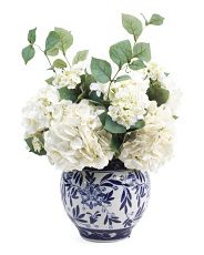 Hydrangea Arrangement In Ceramic Vase | TJ Maxx