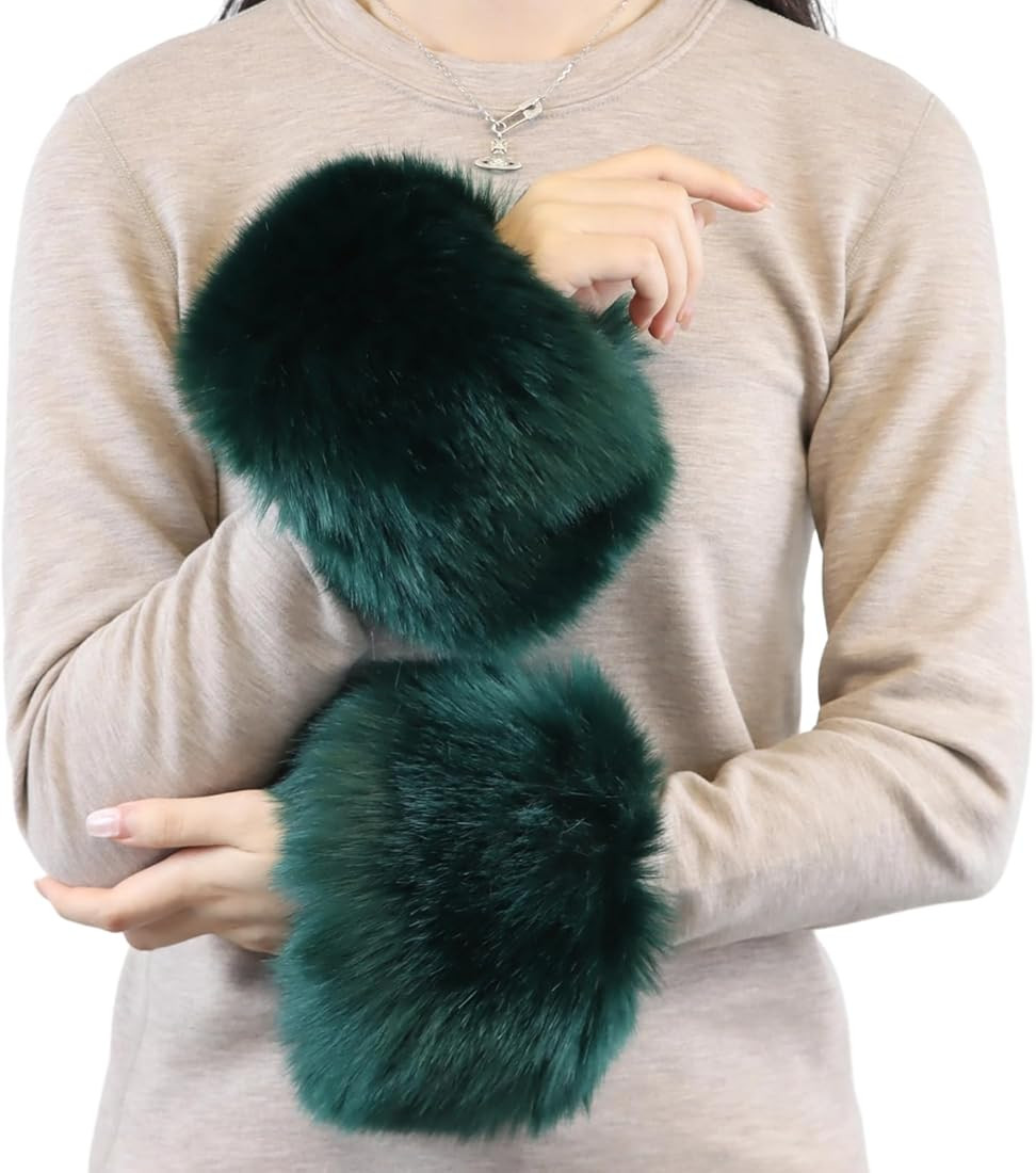 Peecabe Winter Women Fuzzy Arm Warmers Girls Faux Fur Short Wrist Cuffs Fluffy Soft Wrist Cover A... | Amazon (US)