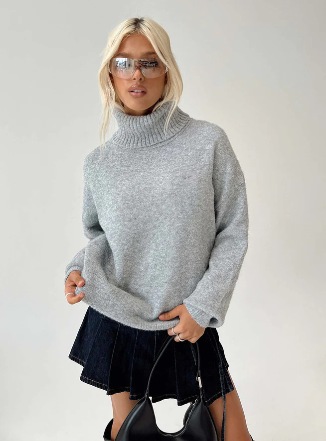 Oswin Turtleneck Sweater Grey | Princess Polly AU