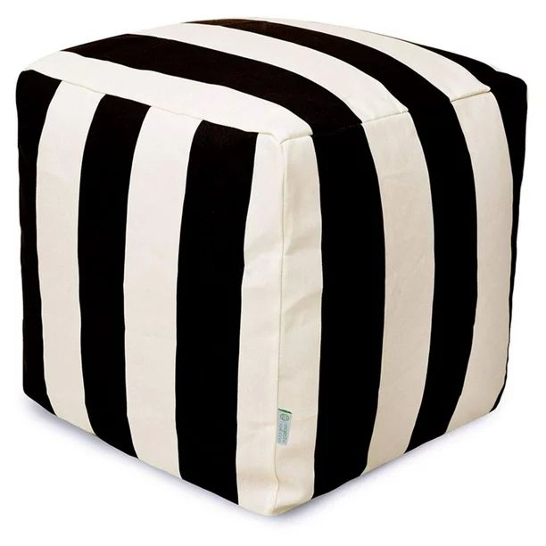 Majestic Home Goods Vertical Stripe Indoor / Outdoor Fabric Cube Pouf | Walmart (US)