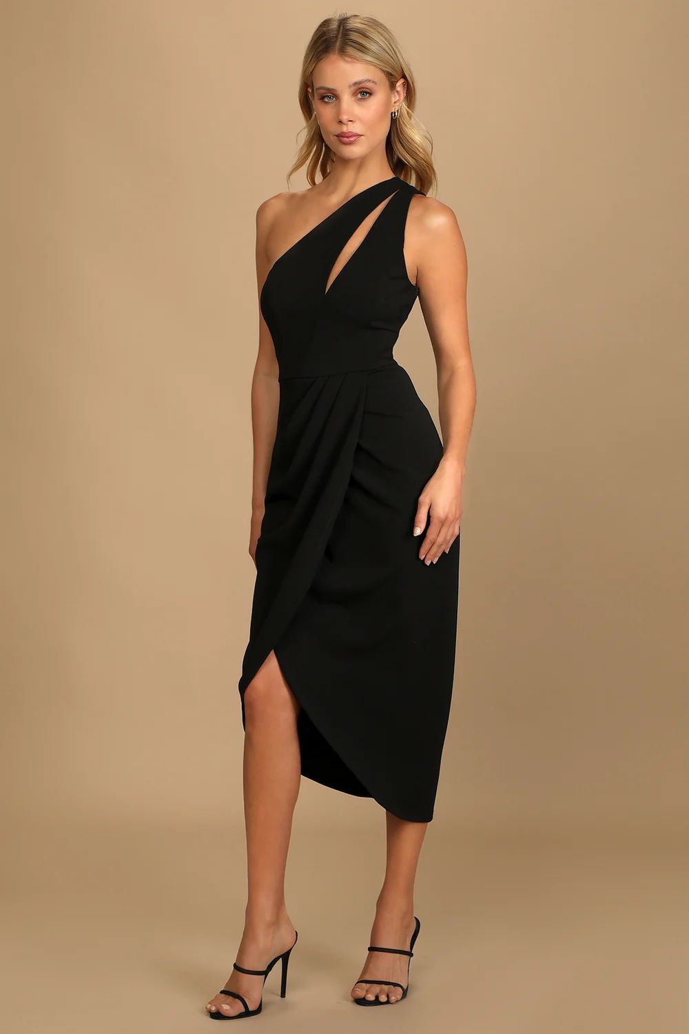 So Flirty Black One-Shoulder Cutout Asymmetrical Dress | Lulus (US)