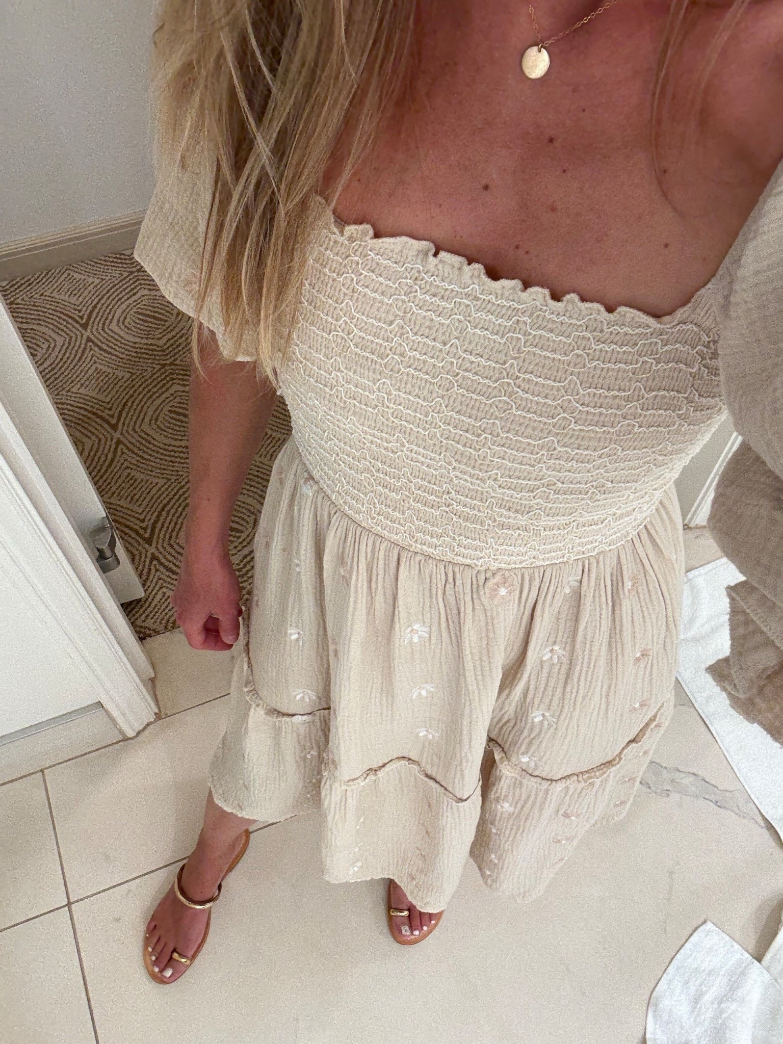 Outfit of the night for dinner in Maui 🌴
Dress is Amazon, Free People look alike. Sandals are on sale! Both run true to size 

Amazon, Dolce Vita, sandals, flowy dress, beach vacation outfit, dinner outfit, family photos outfit, off the shoulder boho dress 

#LTKSeasonal #LTKSaleAlert #LTKootd