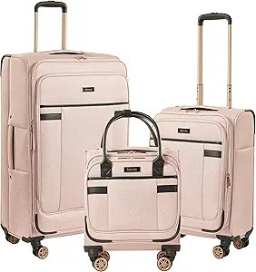 kensie Women's Hudson Softside 3-Piece Spinner Luggage Set, Rose, (20/24/28) | Amazon (US)