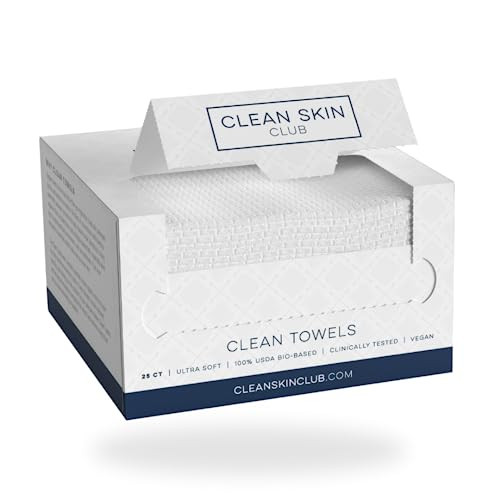 Clean Skin Club Clean Towels™, 100% USDA Biobased Dermatologist Approved Face Towel, Disposable Clinically Tested Face Towelette, Facial Washcloth, Makeup Remover Dry Wipes, Ultra Soft, 50 ct, 2 pack | Amazon (US)