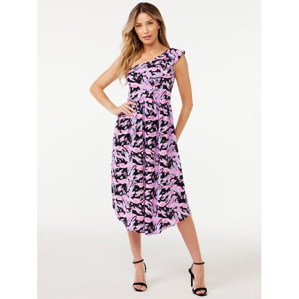 Sofia Jeans by Sofia Vergara Women's Ruffle One Shoulder Dress | Walmart (US)