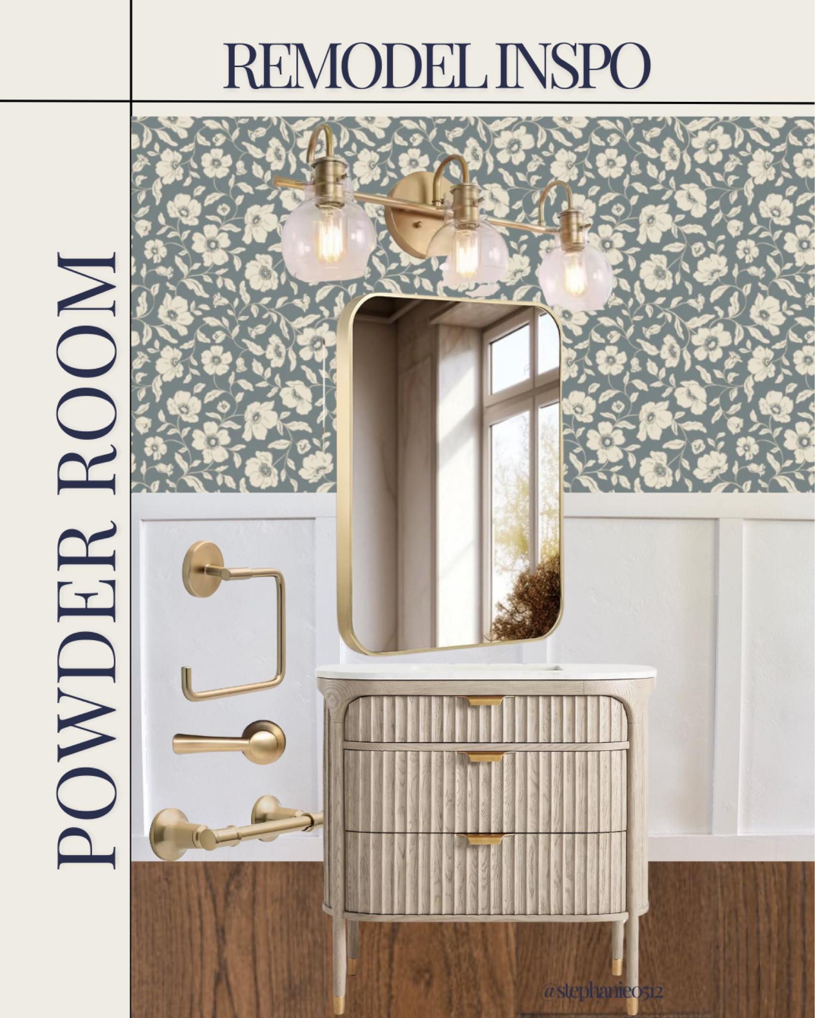 Powder room remodel inspiration- wallpaper from loomwell #powderbath 